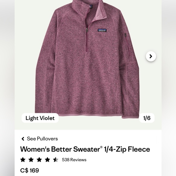 Patagonia Women's Better Sweater® 1/4-Zip Fleece Mauve size medium - Picture 15 of 16